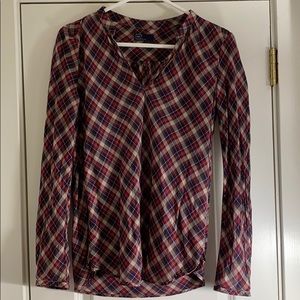 Gap holiday plaid blouse